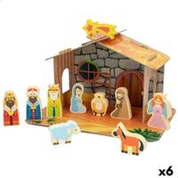 Kerststal set Woomax Hout Karton 22 x 16 x 12 cm 11 Onderdelen - thumbnail