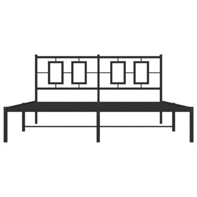 Bedframe met hoofdbord metaal zwart 150x200 cm