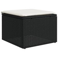 7-delige Loungeset met kussens poly rattan zwart - thumbnail