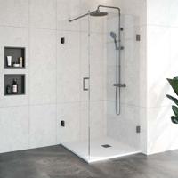 BRAUER Void douchecabine met draaideur helder glas 90x90x200 incl. glascoating PVD gunmetal geborsteld GS-VOC1H9090200GM - thumbnail