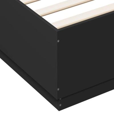 Bedframe met LED-verlichting bewerkt hout zwart 160x200 cm