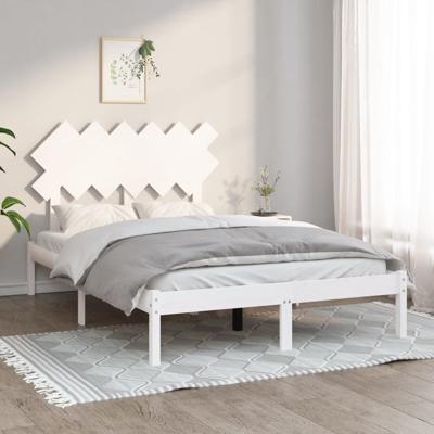 Bedframe massief hout wit 140x190 cm