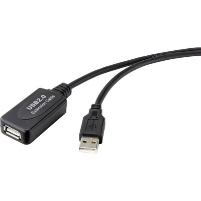 Renkforce RF-4535084 USB-kabel USB 2.0 USB-A stekker, USB-A bus 10.00 m Zwart Actief met signaalversterking Renkforce RF-4535084 USB-kabel USB 2.0 USB-A stekker, USB-A bus 10.00 m Zwart Actief met signaalversterking