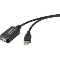 Renkforce RF-4535084 USB-kabel USB 2.0 USB-A stekker, USB-A bus 10.00 m Zwart Actief met signaalversterking - thumbnail