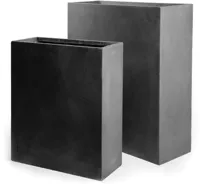 Mcollections Terrasafscheiding Plantenbak - 60 x 22 x 72 cm - Clayfibre - Loodkleur - thumbnail