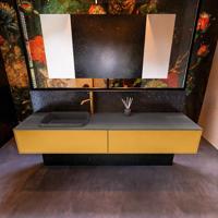 Badkamermeubelset Mondiaz Erin 200 cm met 2 Lades met RIDGE Wastafel Links Dark grey met 1 kraangat Greeploos Mat Ocher - thumbnail