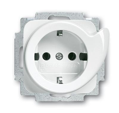 Busch-Jaeger 2CKA002011A2605 Wandcontactdoos met randaarde Inzetstuk Zuiver wit (RAL 9010), Wit 1 stuk(s)