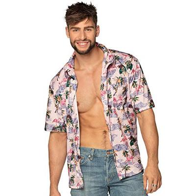 Hawaiiblouse Flamingo Roze Man