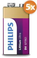 Voordeelpak 5 stuks Philips 9V Lithium batterijen - thumbnail