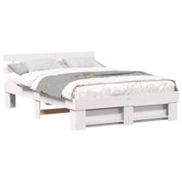 Bedframe met hoofdeinde Wit 140 x 200 cm Massief grenenhout - thumbnail