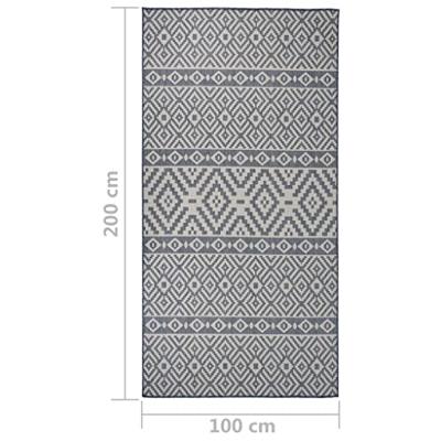 VidaXL Buitenkleed met patroon platgeweven 100x200 cm blauw