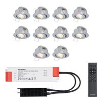 Complete Set van 10 Sienna Mini Inbouwspots 12 Volt 3W spots - 2700K warm wit - IP44 waterdicht - kantelbaar - Dimbaar - Verandaspots - Lage inbouwdiepte - thumbnail