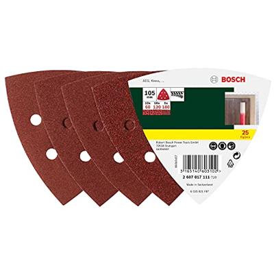Bosch Accessories 2607017111 Deltaschuurpapierset Met klittenband, Geperforeerd Korrelgrootte (num) 60, 80, 180 Hoekmaat 105 mm 1 set(s) - thumbnail