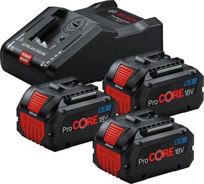 Bosch Blauw 3 x ProCORE18V 8.0Ah + 1 x GAL 18V-160 | Accuset - 0615A5004Y Bosch Blauw 3 x ProCORE18V 8.0Ah + 1 x GAL 18V-160 | Accuset - 0615A5004Y