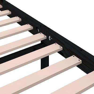 Bedframe massief hout zwart 140x190 cm - thumbnail
