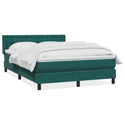 Boxspring met matras fluweel donkergroen 160x210 cm