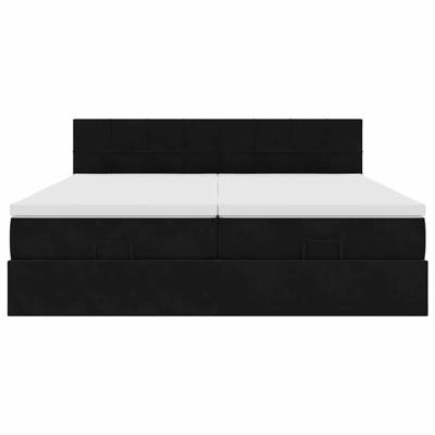 Ottoman bed met matrassen 200x200cm fluweel zwart