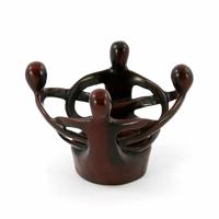 Beeld Polystone Vriendenkring 4 Personen Bruin (13,5 cm) - thumbnail