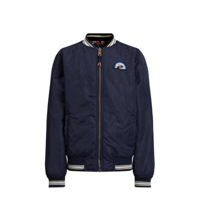 WE Fashion bomberjack zomer met all over print donkerblauw/rood