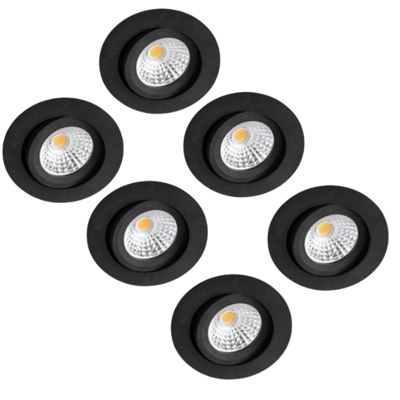 6 PACK - LED&apos;s Light Pro LED Inbouwspot Zwart - DimToWarm - Ø 68mm - Kantelbaar - Warm wit licht - CRI95- Dimbaar