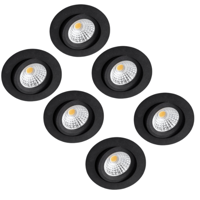 6 PACK - LED&apos;s Light Pro LED Inbouwspot Zwart - DimToWarm - Ø 68mm - Kantelbaar - Warm wit licht - CRI95- Dimbaar - thumbnail