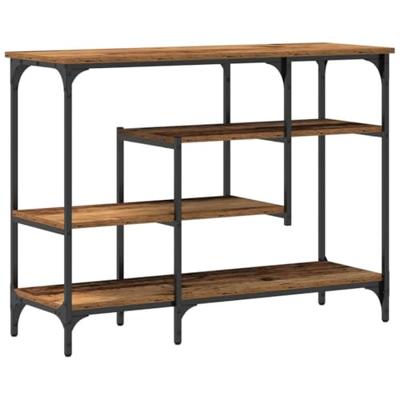 Wandtafel 100x35x75 cm bewerkt hout en staal oud houtkleurig