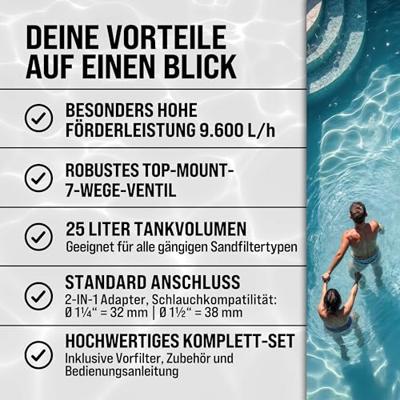 Zand filtersysteem 9.600 L/h met voorfilter