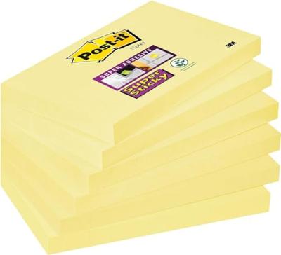 Post-it Super Sticky notes, 90 vel, ft 76 x 127 mm, pak van 6 blokken, kanariegeel
