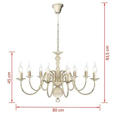 VidaXL Kroonluchter wit metaal 8 x e14 lampen VidaXL Kroonluchter wit metaal 8 x e14 lampen