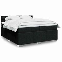 Boxspring met matras stof zwart 200x200 cm - thumbnail