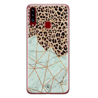 Samsung Galaxy A20s siliconen hoesje - Luipaard marmer mint
