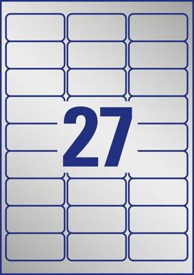 Etiket Avery L6011-20 63.5x29.6mm zilver 540stuk