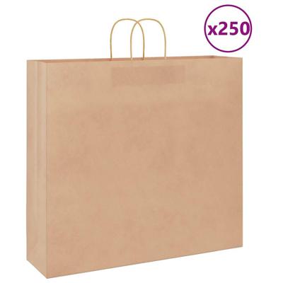 VidaXL Papieren zakken 250 st met hengsels 54x15x49 cm bruin