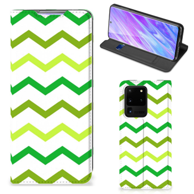 Samsung Galaxy S20 Ultra | Hoesje met Magneet | Zigzag Groen