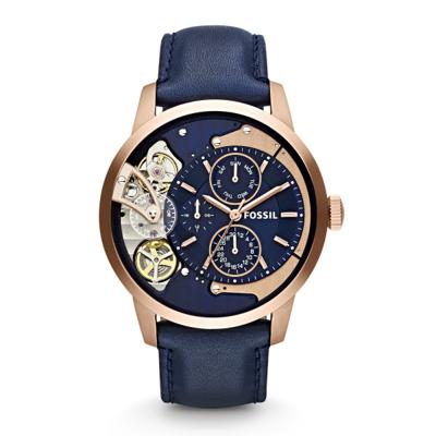 Horlogeband Fossil ME1138 Leder Blauw 22mm Horlogeband Fossil ME1138 Leder Blauw 22mm