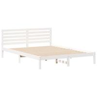 Bedframe met hoofdeinde Wit 160 x 210 cm Massief grenenhout - thumbnail