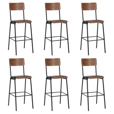 Barstoelen 6 st massief multiplex staal