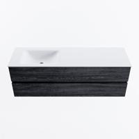 MONDIAZ VICA 150cm badmeubel onderkast Antracite 2 lades. Wastafel CLOUD links zonder kraangat, kleur Talc. - thumbnail
