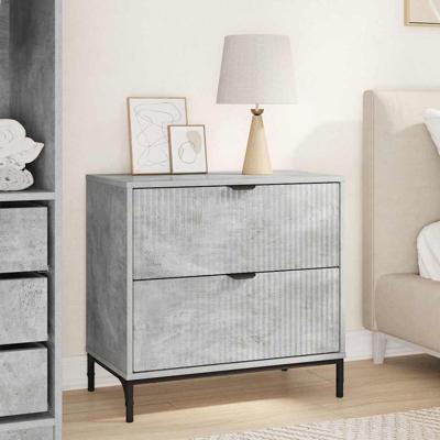 Nachtkastje met lade Betongrijs 63.5 x 36 x 61 cm Bewerkt hout