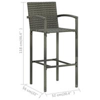 VidaXL Barkrukken 4 st poly rattan grijs - thumbnail