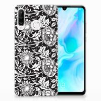 Huawei P30 Lite | TPU Case | Black Flowers - thumbnail