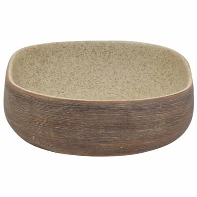 Opzetwasbak ovaal 59x40x14 cm keramiek zandkleurig en bruin Opzetwasbak ovaal 59x40x14 cm keramiek zandkleurig en bruin