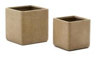 Kave Home Lage Plantenpot 'Minoa' Polystone, Set van 2 stuks, kleur Mosterdgeel - thumbnail