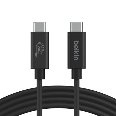 Belkin Connect USB4-kabel (2 m), USB C to USB C kabel, oplader kabel, 240 W Power Delivery + 20 Gbps - voedingskabel met USB4-ondersteuning voor MacBook, Windows-computers, Chromebook en meer