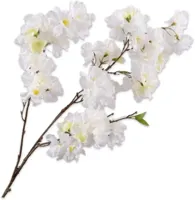 Silk-ka kunsttak bloesem 109cm wit, groen - thumbnail