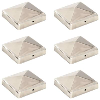 VidaXL Paalkappen 6 st piramide 91x91 mm roestvrij staal