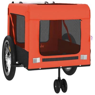 VidaXL Hondenfietstrailer oxford stof en ijzer oranje en zwart VidaXL Hondenfietstrailer oxford stof en ijzer oranje en zwart