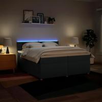 Boxspring met matras stof blauw 200x200 cm - thumbnail