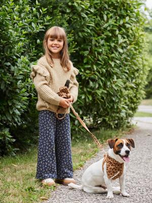 Wijde fleece legging voor meisjes marineblauw