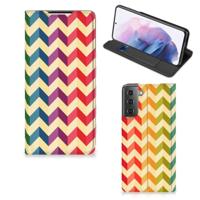 Samsung Galaxy S21 Plus | Hoesje met Magneet | Zigzag Multi Color - thumbnail